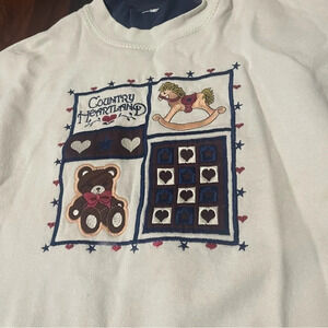 Pleasant Shade Double Collar Granny Crewneck Pullover Country Heartland Large